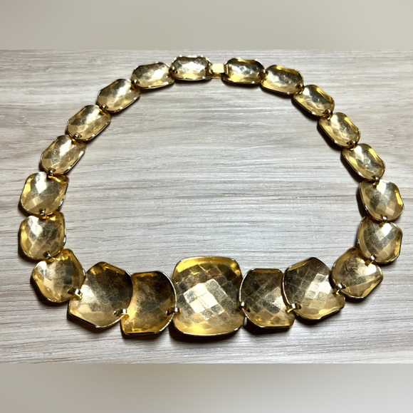 Vintage Gold Tone Demi Parure Faceted Necklace, 17.5” - Picture 4 of 4